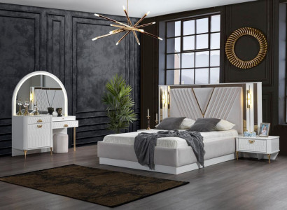 Bedroom set bed 2x nightstand 4-piece design modern luxury complete